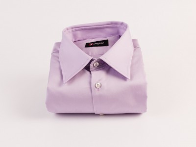 Cămaşă bărbaţi Croi tip Slim Fit cu Guler italian cu un nasture Satin Liliac