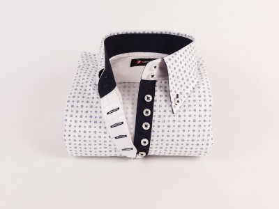 Cămaşă femei Croi tip Slim Fit cu Guler button-down cu 2 şi 7 nasturi Bumbac Alb imprimat