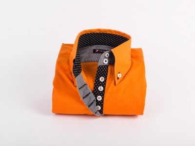 Cămaşă femei Croi tip Slim Fit cu Guler button-down cu 2 şi 7 nasturi Popeline stretch Portocaliu