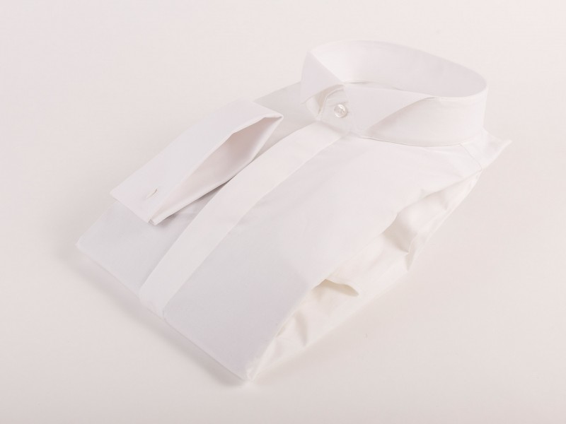 Cămaşă bărbaţi Croi tip Slim Fit cu Manșetă pentru butoni Guler pentru papion Popeline stretch Albă