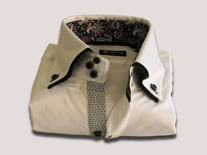 Cămaşă bărbaţi Croi tip Slim Fit cu Guler button-down dublu, mare, cu 3 nasturi Satin