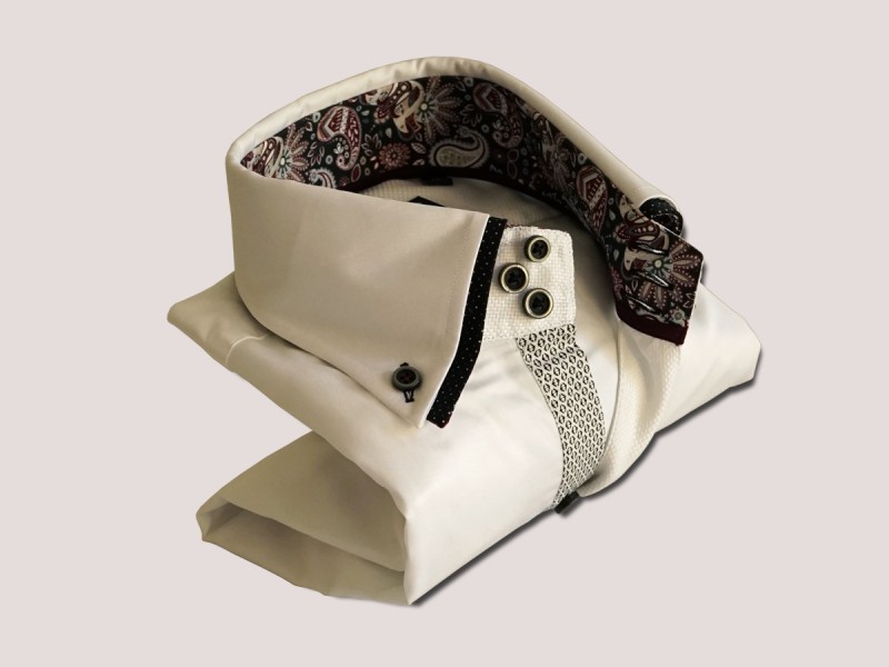 Cămaşă bărbaţi Croi tip Slim Fit cu Guler button-down dublu, mare, cu 3 nasturi Satin