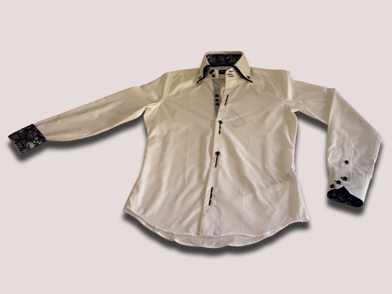 Cămaşă bărbaţi Croi tip Slim Fit cu Guler button-down dublu, mare, cu 3 nasturi Satin