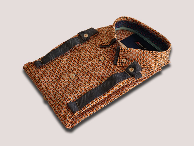 Cămaşă bărbaţi Croi tip Slim Fit cu Guler dublu button-down cu un nasture Poplin